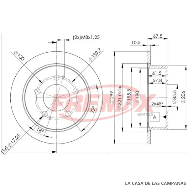 BD8680 DISCO DE FRENO TRASERO