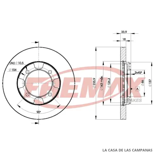 BD8735 DISCO DE FRENO DELANTERO