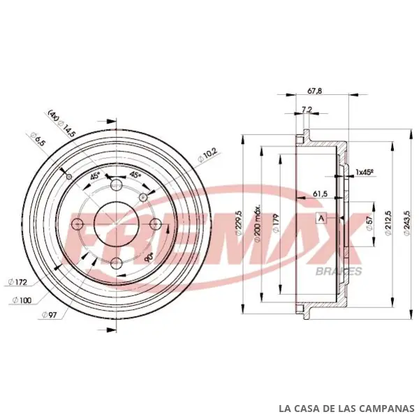 BD8958 CAMPANA DE FRENO TRASERO