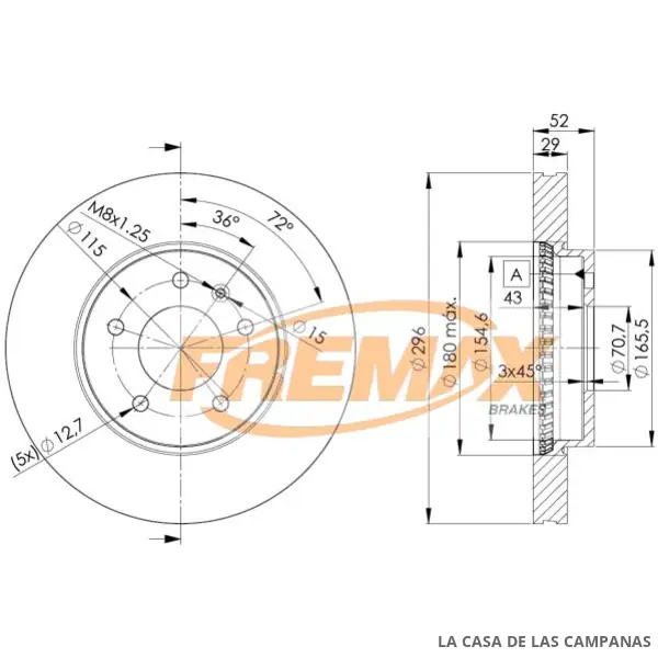 BD9048 DISCO DE FRENO DELANTERO