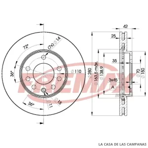 BD9060 DISCO DE FRENO DELANTERO