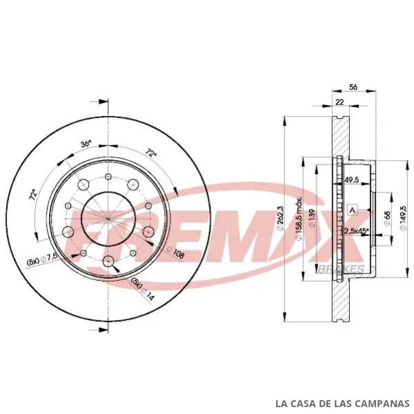 BD9063 DISCO DE FRENO DELANTERO