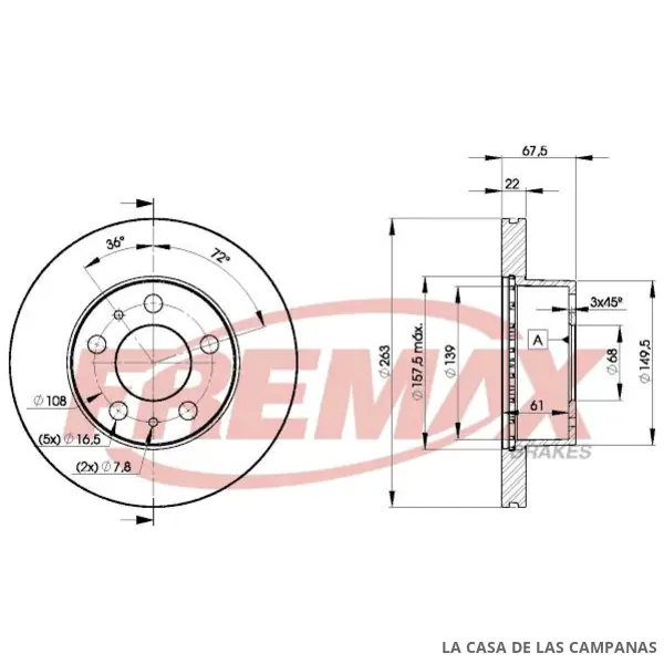 BD9131 DISCO DE FRENO DELANTERO