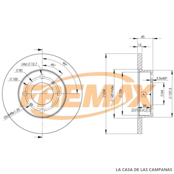 BD9280 DISCO DE FRENO DELANTERO