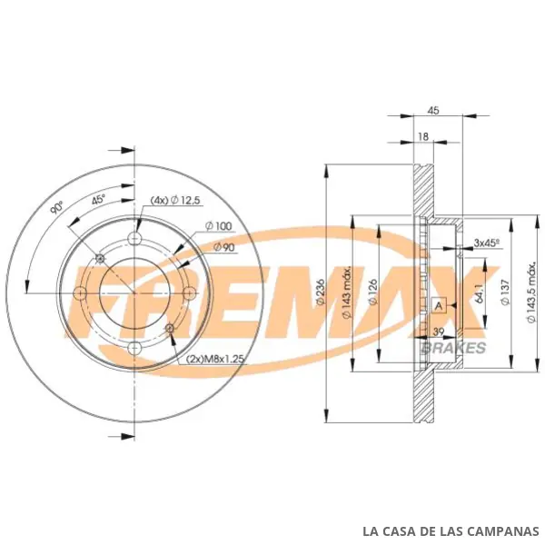 BD9282 DISCO DE FRENO DELANTERO