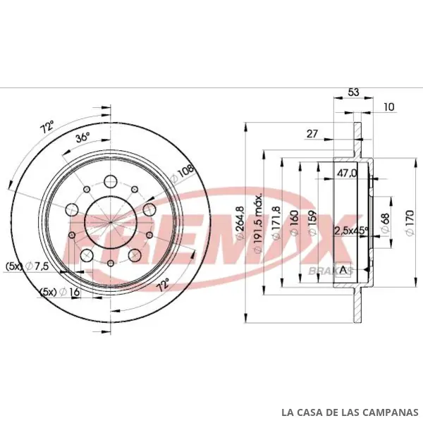 BD9290 DISCO DE FRENO TRASERO