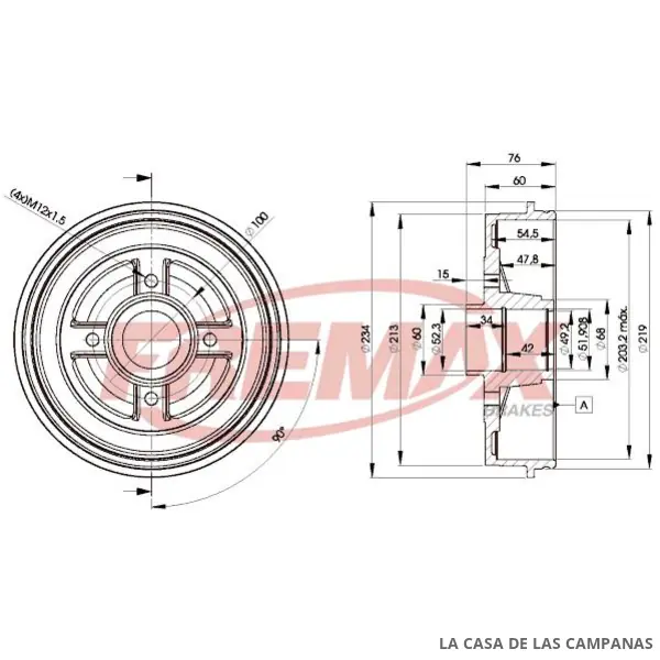 BD9322 CAMPANA DE FRENO TRASERO