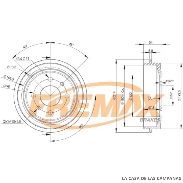 BD9325 CAMPANA DE FRENO TRASERO