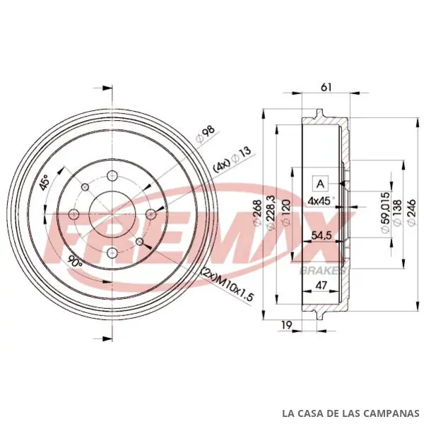 BD9600 CAMPANA DE FRENO TRASERO