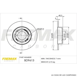 BD9613 DISCO DE FRENO TRASERO