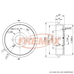 BD9615 CAMPANA DE FRENO TRASERO