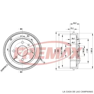 BD9680 CAMPANA DE FRENO TRASERO