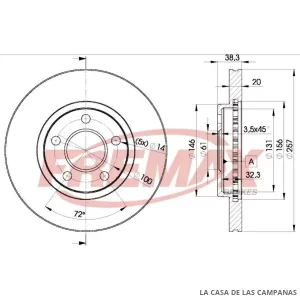 BD9718 DISCO DE FRENO DELANTERO