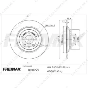 BD0299 Disco de Freno Trasero