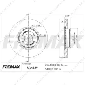 BD4189 Disco de Freno Delantero